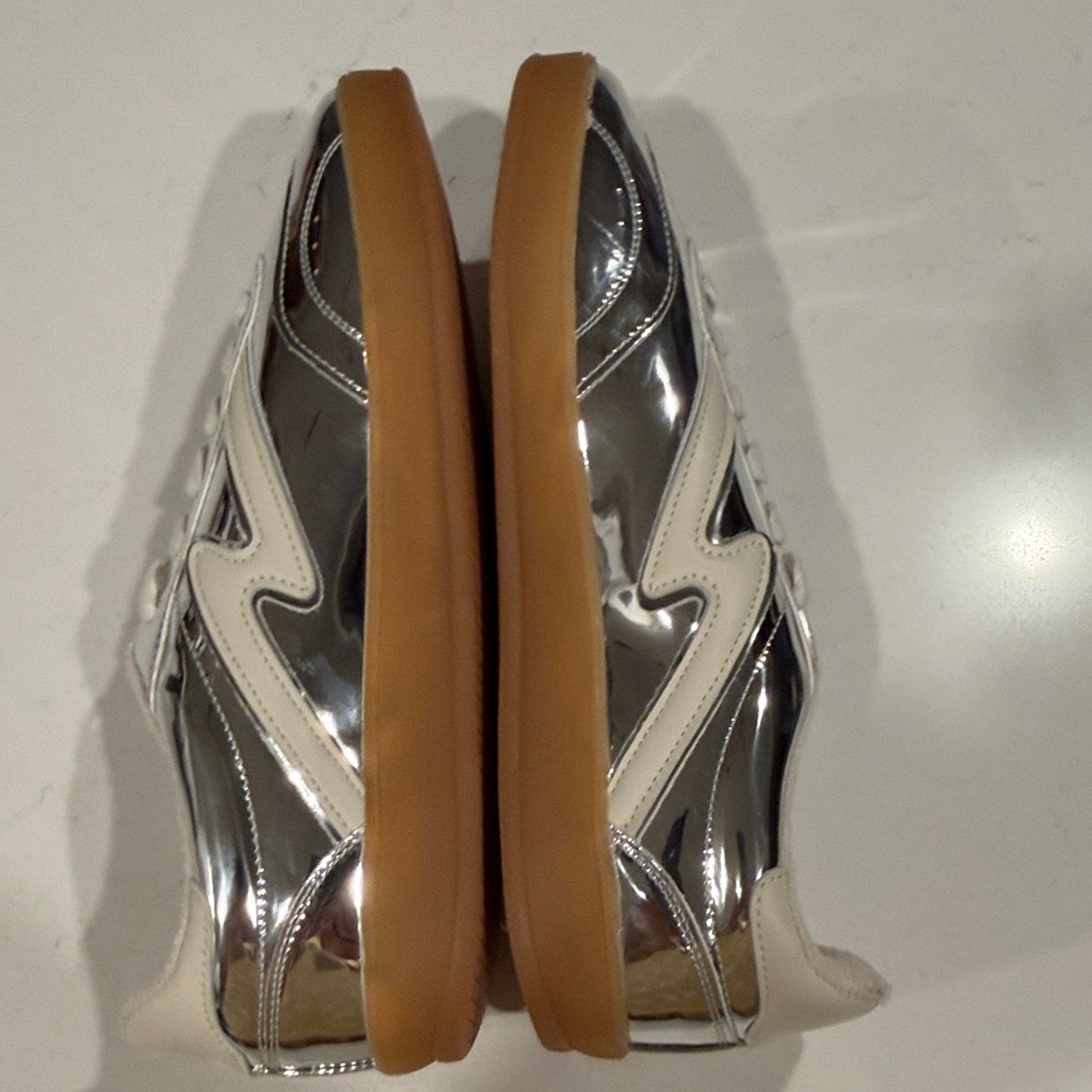 Madden Girl Silver Metallic Lace-Up Athletic Sneakers - Picture 6 of 8